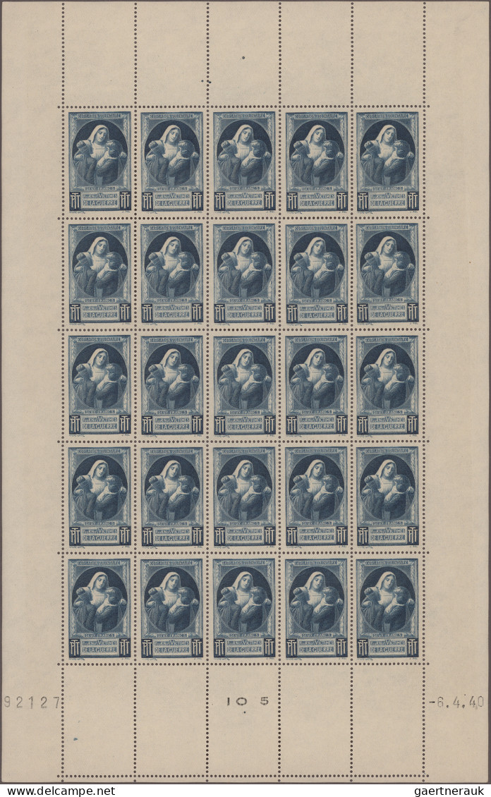 France: 1940, War Relief, Four Charity Vignettes 2fr. Greenish Blue, 5fr. Violet - Ungebraucht