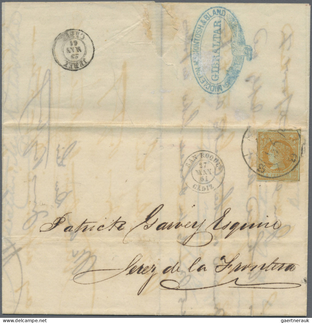 Gibraltar: 1861, 27 May+27 Dec, Two Lettersheets Originating From Gibraltar With - Gibraltar