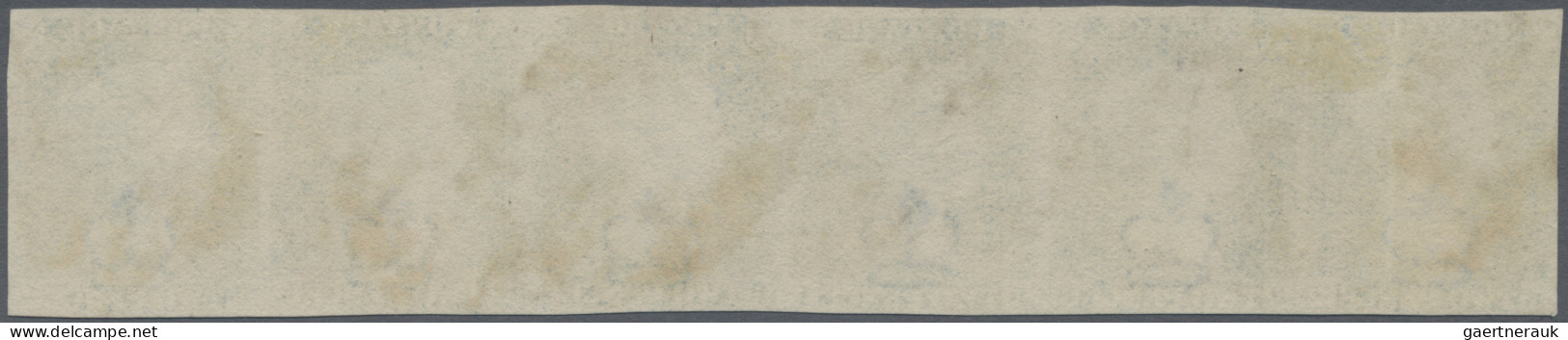 Great Britain: 1840, 2d. Blue, Plate 1, Horizontal Strip Of Six, Lettered "R-G" - Oblitérés