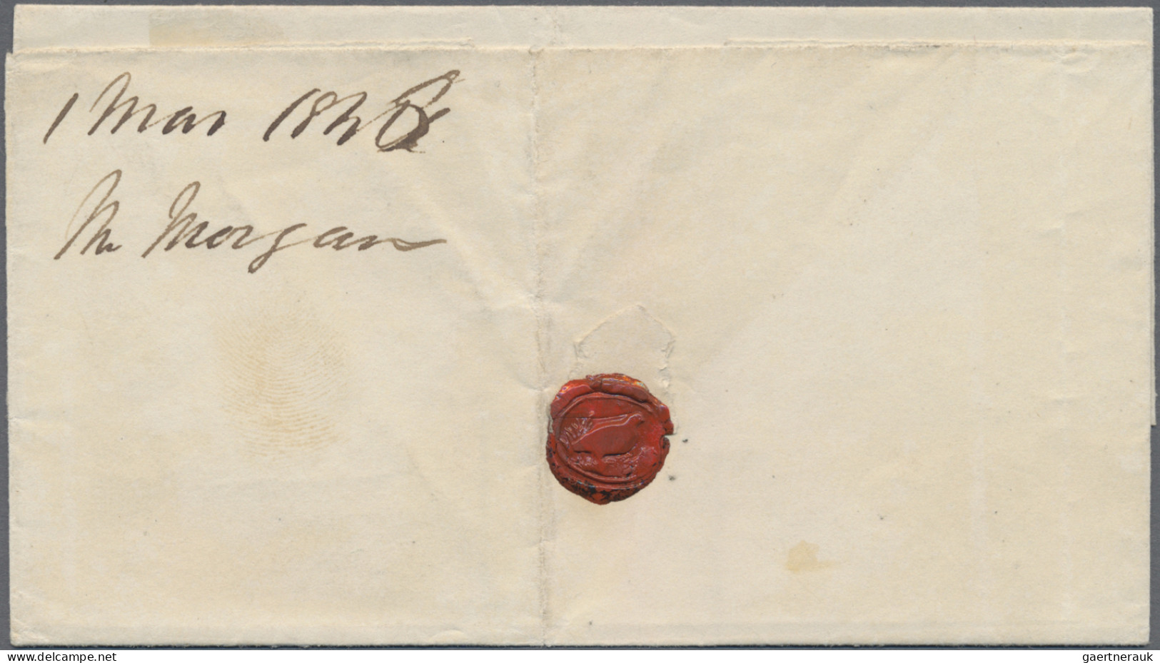 Great Britain: 1846, 1d. Red, Plate 64, Lettered "A-F", Fresh Colour, Cut Into A - Briefe U. Dokumente