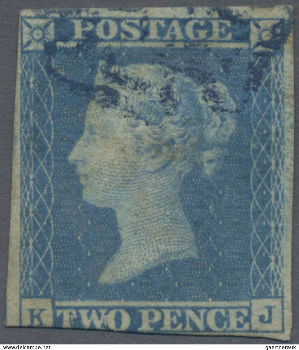 Great Britain: 1841, 2d. Blue "white Line", Plate 3, Lettered "K-J", Fresh Colou - Gebraucht