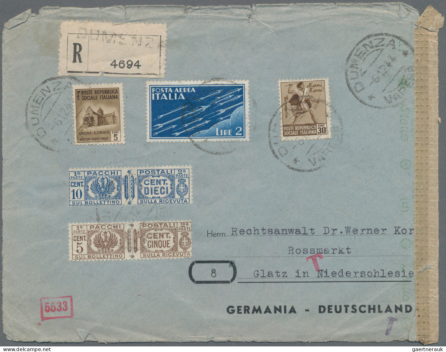 Italy: 1944, 6.12., 5 U. 10 C. Paketzustellungsmarken Je Im Paar Zusammenhängend - Postal Parcels