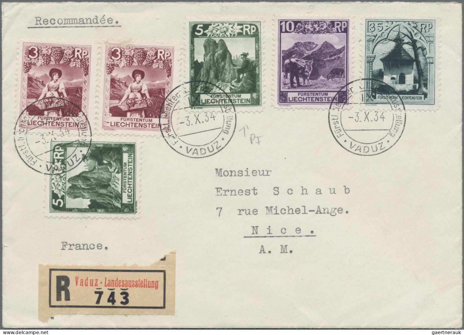 Liechtenstein: 1934, LIBA, 6 Saubere R-Briefe Alle Mit LIBA-SST Aus 29.9.-3.10.3 - Briefe U. Dokumente