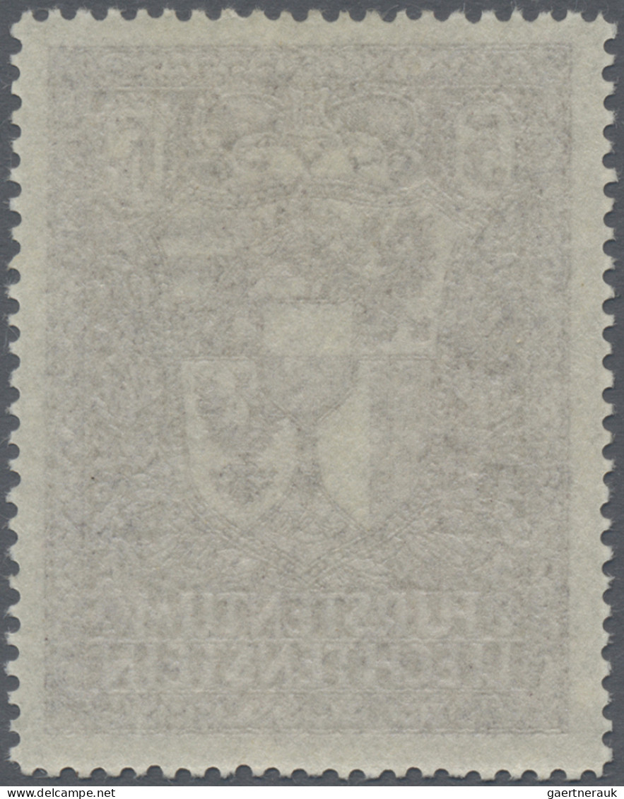 Liechtenstein: 1935, Freimarke 5 Fr. Schwarzrotviolett, Postfrisch, Unsigniert ( - Ungebraucht