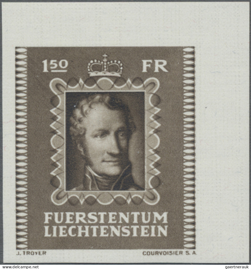 Liechtenstein: 1942, 1.50 Fr. Fürsten (II), UNGEZÄHNT, Postfrisches Eckrandstück - Ungebraucht