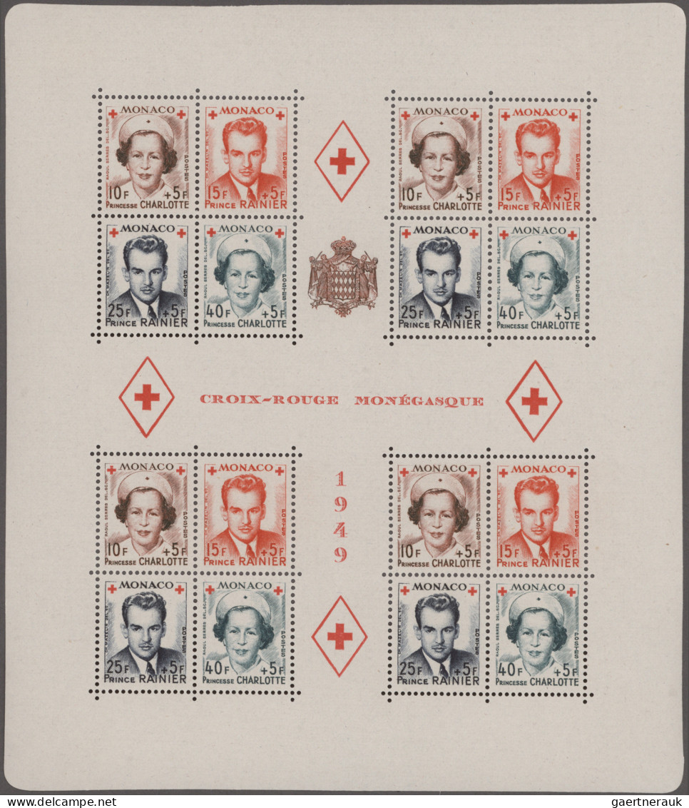 Monaco: 1949 Two Red Cross Souvenir Sheets, One Imperf, The Other Perf., Mint Wi - Ungebraucht