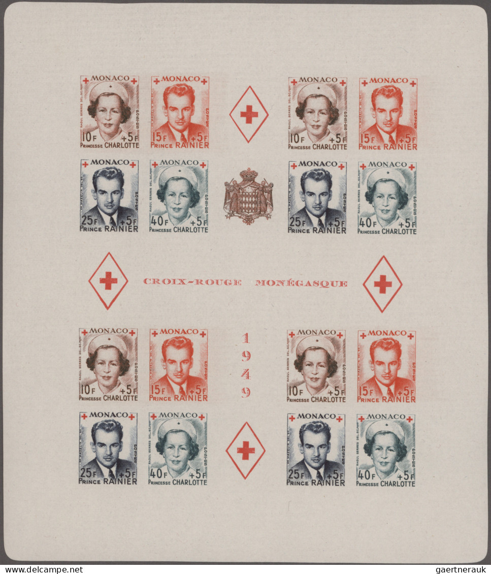 Monaco: 1949 Two Red Cross Souvenir Sheets, One Imperf, The Other Perf., Mint Wi - Ungebraucht