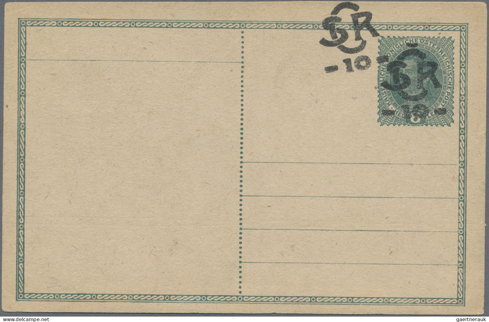 Czechoslowakia - Postal Stationery: 1918, Card Austria 8 H. Ovpt. "CSR - 10- " W - Cartoline Postali