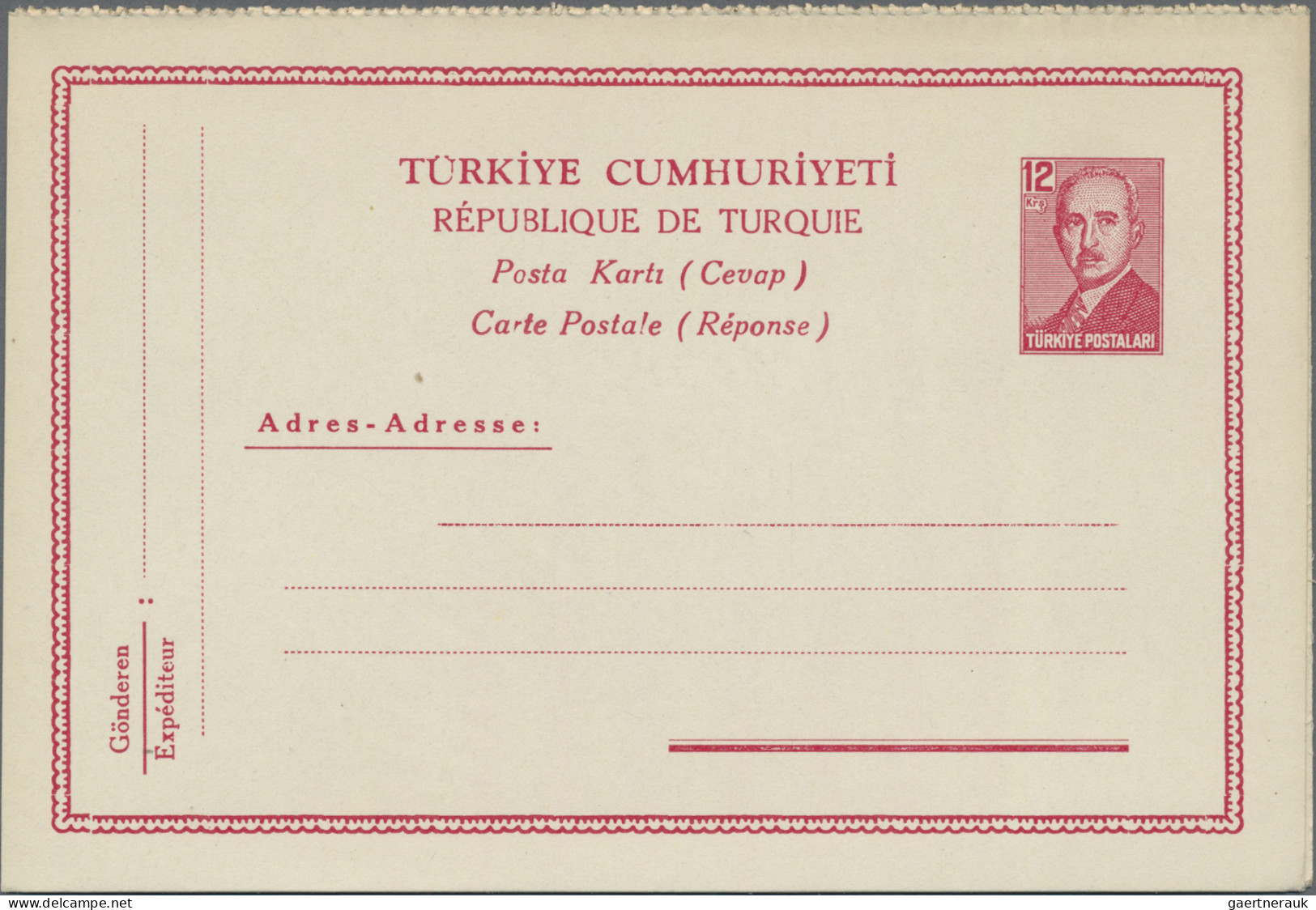 Turkey - Postal Stationery: 1949, President Inönü, Complete Set Of Four Mint Pos - Postal Stationery