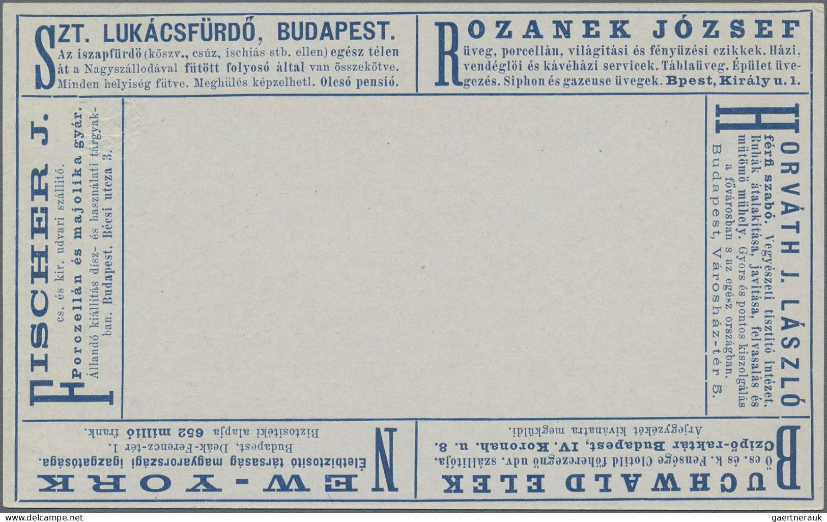 Hungary - Postal Stationary: 1892, 2 Kr blau Privat-Anzeigenpostkarte, komplette