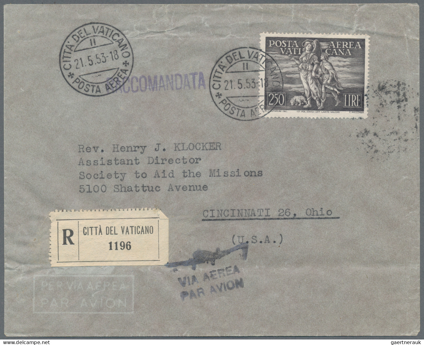 Vatican City: 1948, Airmails 250l. Black, Three Registered Airmail Covers Bearin - Lettres & Documents