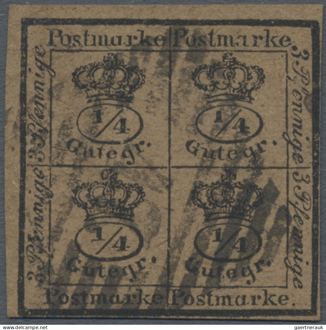 Braunschweig - Marken Und Briefe: 1857 4/4 Gr. Schwarz Auf Gelbbraunem, Weichen - Brunswick