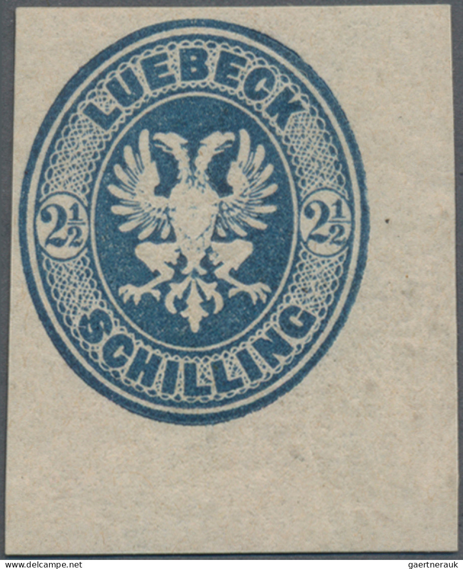 Lübeck - Marken Und Briefe: 1872, 2 S Dunkelblau, Geschnittener Neudruck, Farbfr - Lubeck