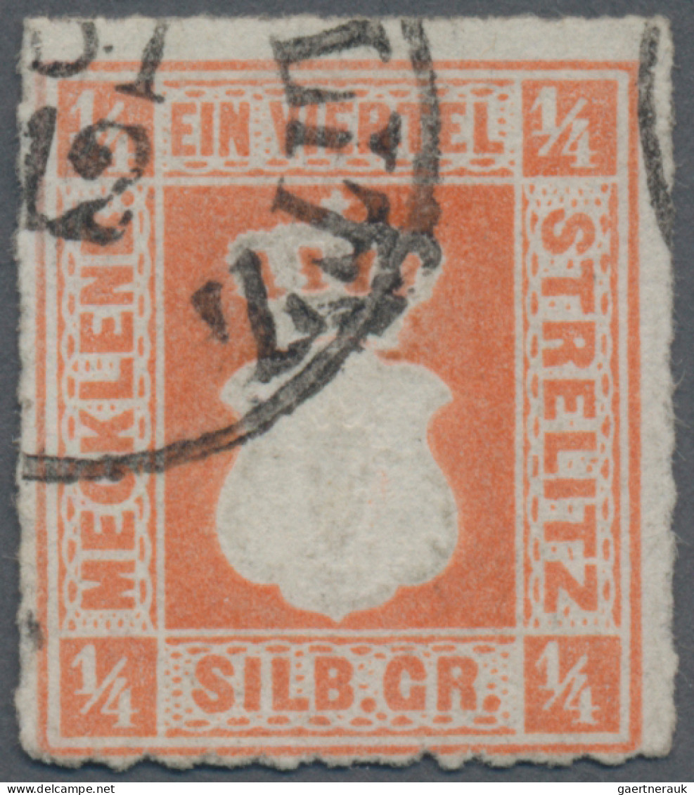 Mecklenburg-Strelitz - Marken Und Briefe: 1864, 1/4 Sgr. Schwärzlichrotorange, K - Mecklenburg-Strelitz