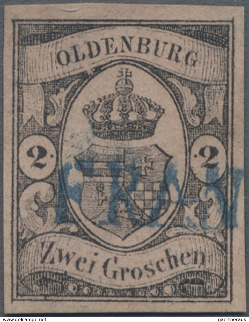 Oldenburg - Marken Und Briefe: 1859, 2 Gr Schwarz Auf Rosa, Allseits Voll- Bis B - Oldenburg