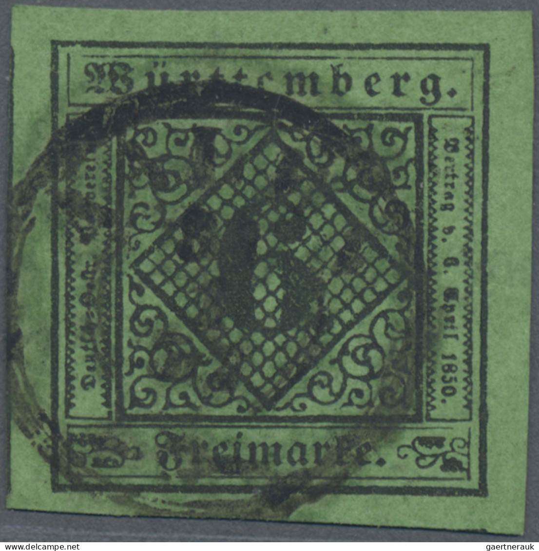 Württemberg - Marken Und Briefe: 1851, 6 Kr Schwarz/lebhaftgrün, Allseits Breitr - Other & Unclassified