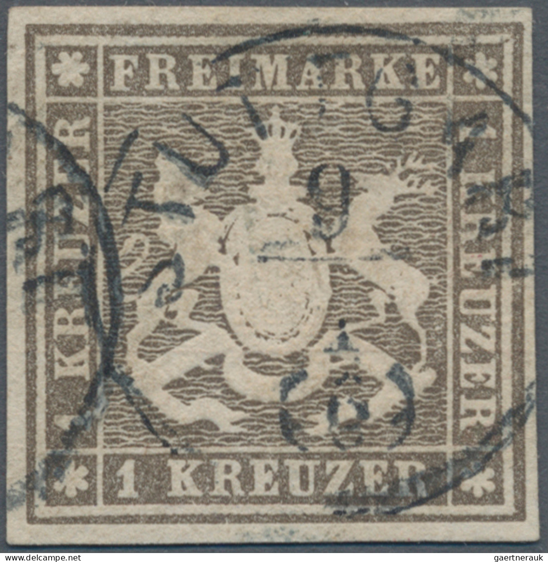 Württemberg - Marken Und Briefe: 1857, 1 Kr. Hellgraubraun, Amtlicher Neudruck, - Other & Unclassified