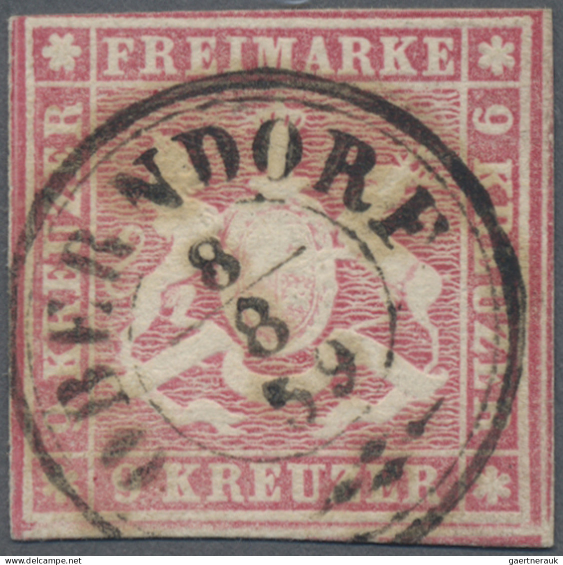 Württemberg - Marken Und Briefe: 1857, 9 Kr Hellrotkarmin, Farbfrisches, Dreisei - Other & Unclassified