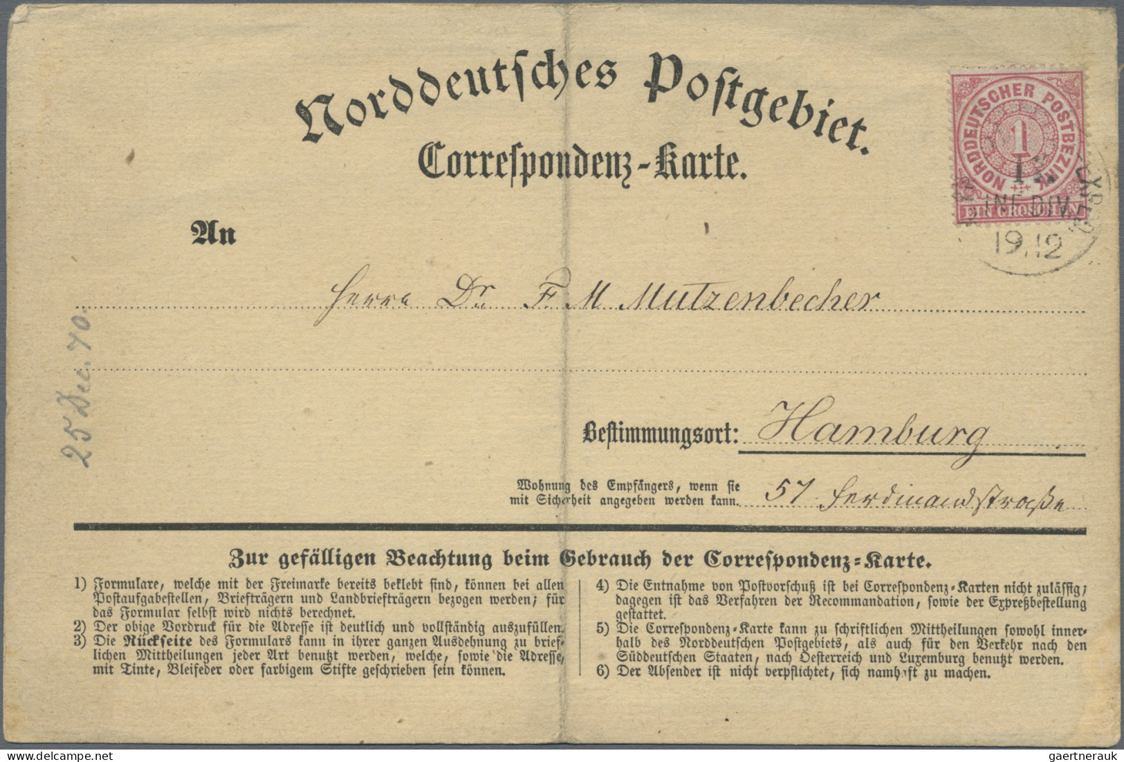 Norddeutscher Bund - Marken Und Briefe: 1869, 1 Gr. Karmin, Insgesamt 5 Korrespo - Otros & Sin Clasificación