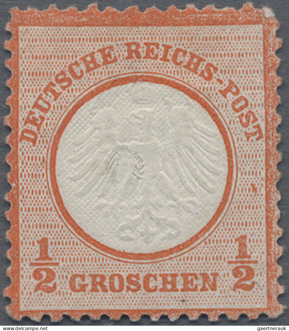 Deutsches Reich - Brustschild: 1872, Kleiner Schild ½ Gr Rötlichorange, Ungebrau - Ungebraucht