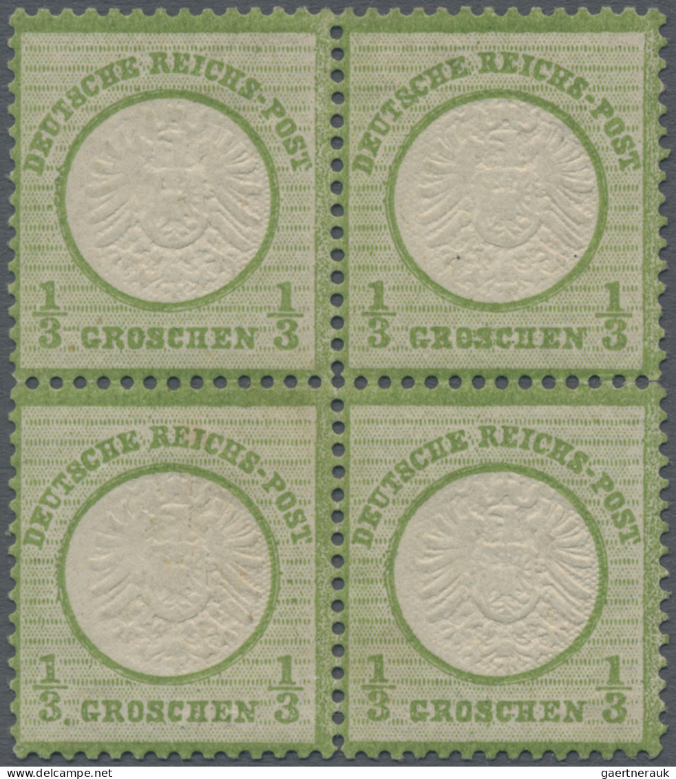 Deutsches Reich - Brustschild: 1872 Großer Schild ⅓ Gr. Grün Im Viererblock, Obe - Unused Stamps