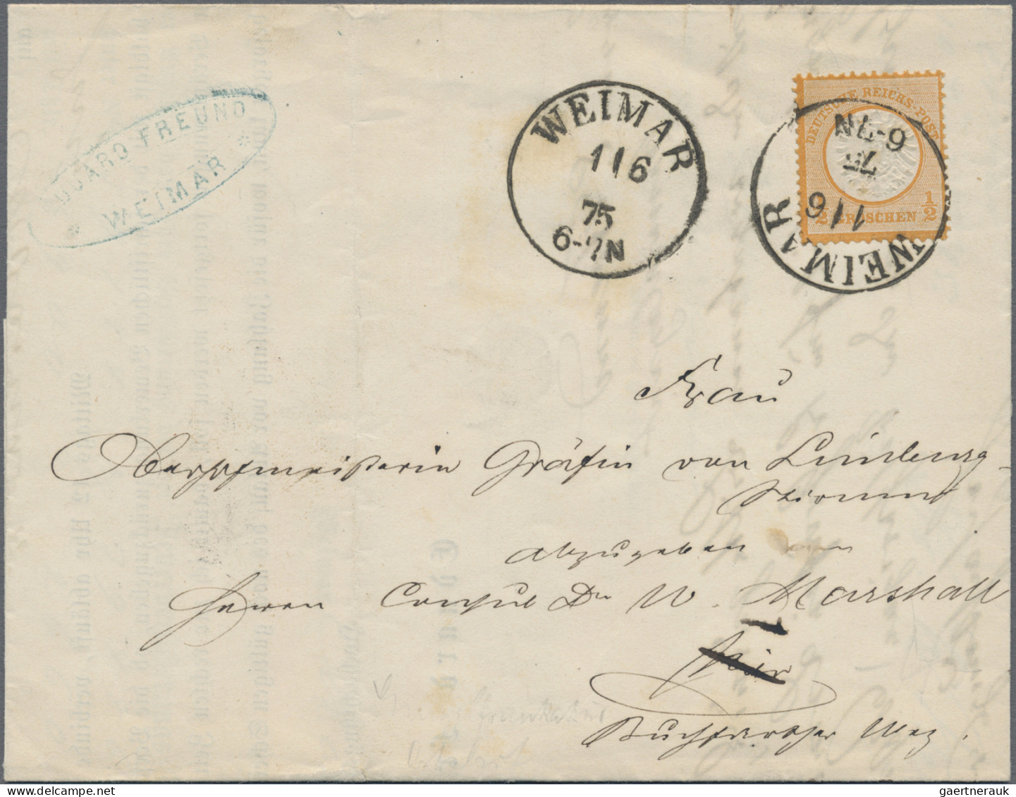 Deutsches Reich - Brustschild: 1875, 1/2 Gr. Orange, Gr. Schild Als Portogerecht - Covers & Documents