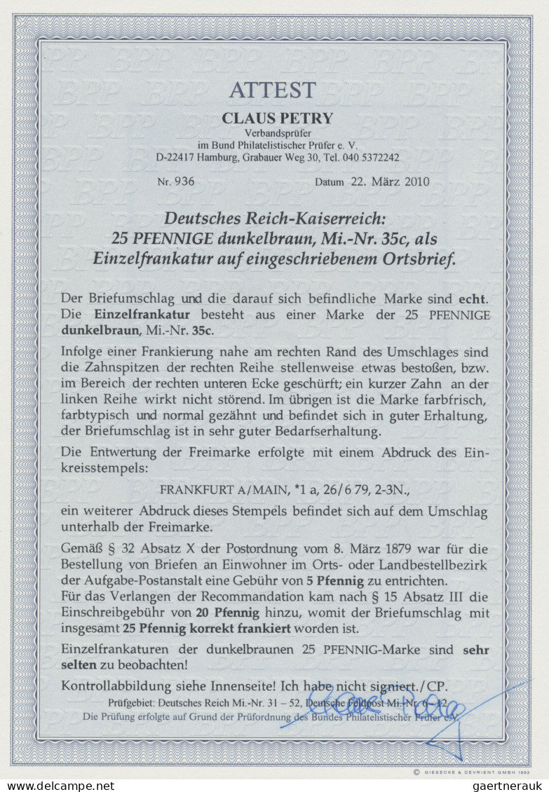 Deutsches Reich - Pfennige: 1875, 25 Pfge. Dunkelbraun Als Portogerechte Einzelf - Briefe U. Dokumente