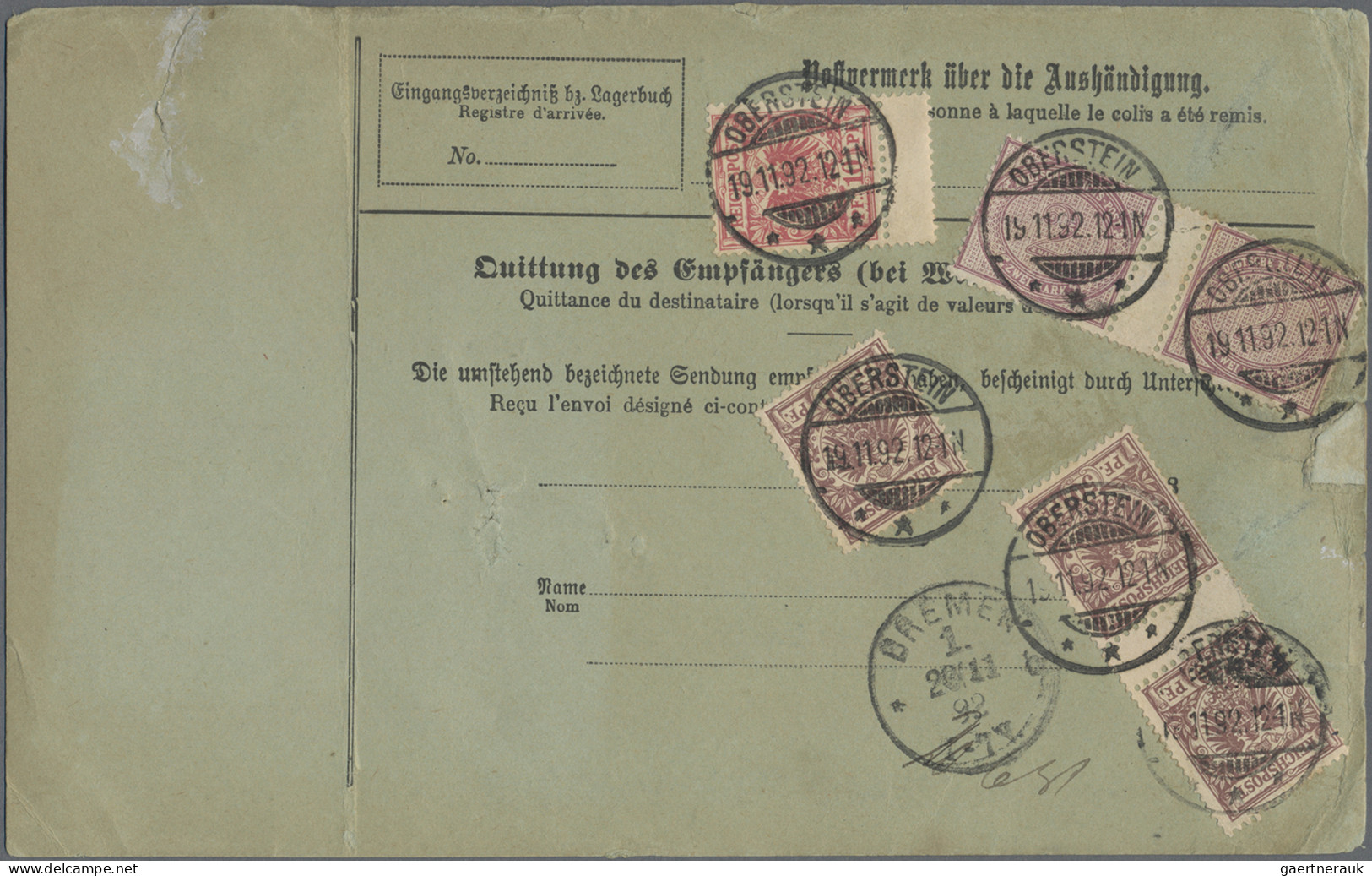 Deutsches Reich - Pfennige: 1892, 2 M Violett, Waagerechtes Zwischenstegpaar Zus - Cartas & Documentos