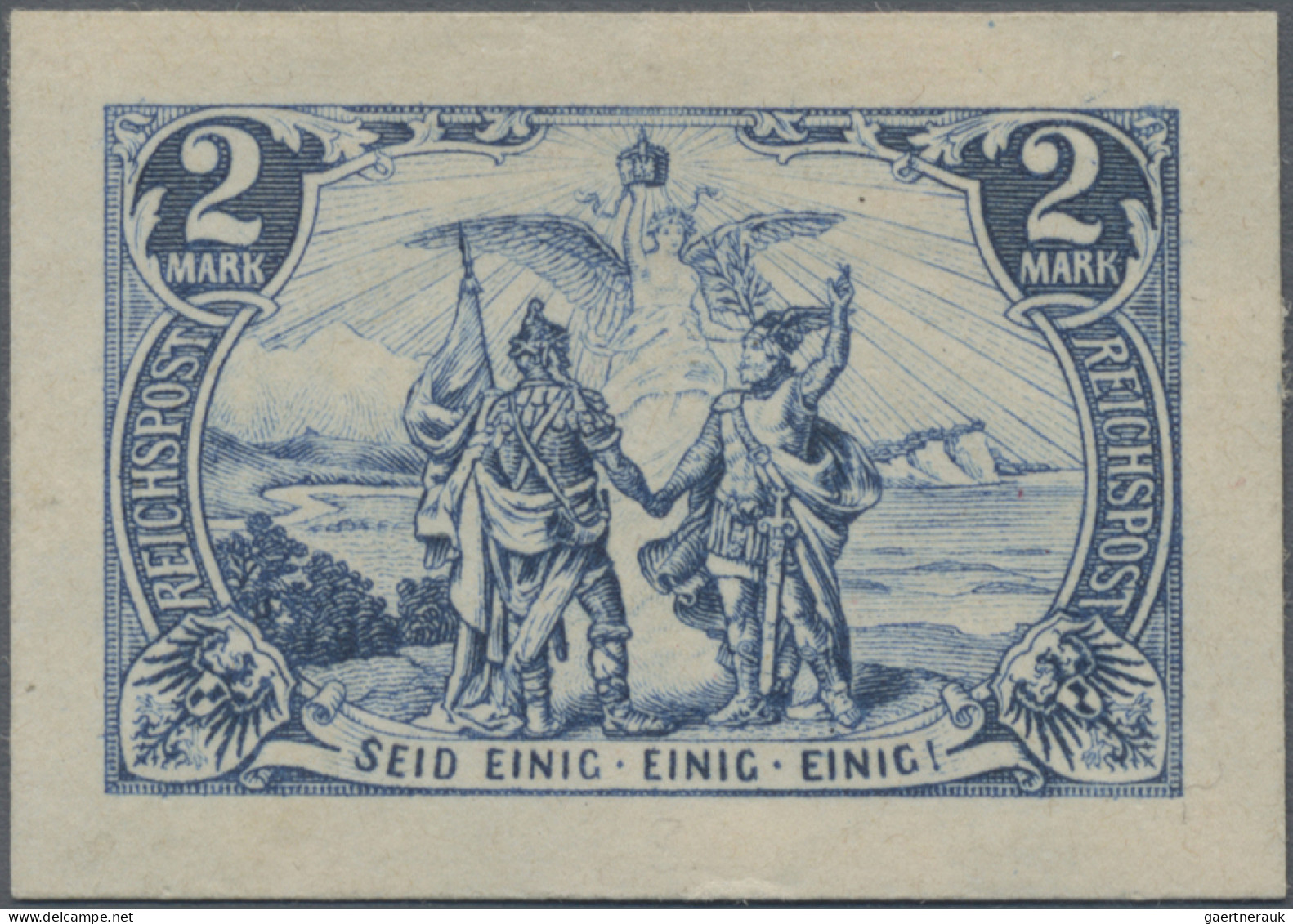 Deutsches Reich - Germania: 1900, Nord Und Süd, 2 M. Schwärzl'blau, UNGEZÄHNT, L - Neufs