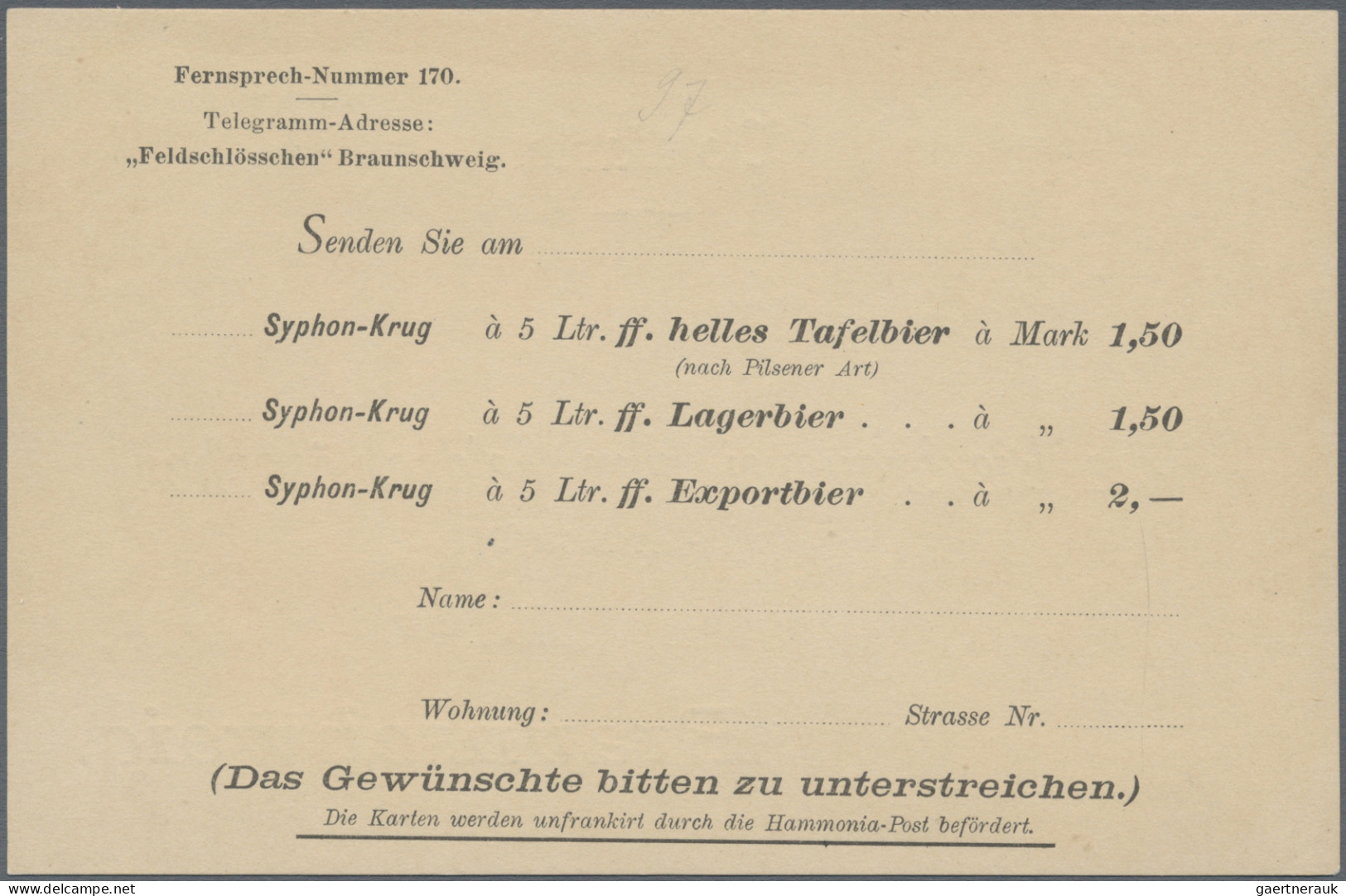 Deutsches Reich - Privatpost (Stadtpost): BRAUNSCHWEIG: 1895, 2 Geschäfts-Karten - Privatpost