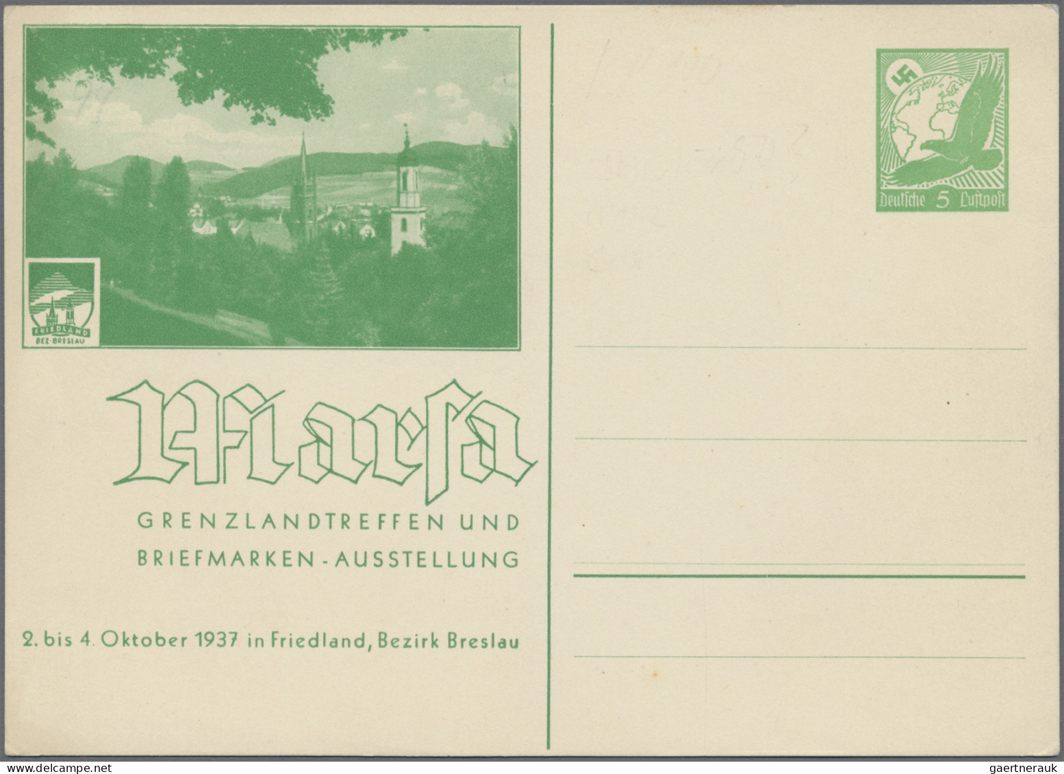 Deutsches Reich - Privatganzsachen: 1937, 5 Pfg. Flugpost, Privat-Ganzsachenkart - Sonstige & Ohne Zuordnung