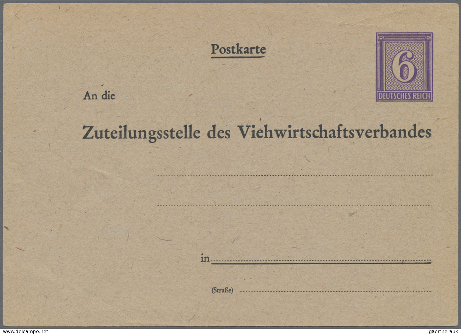 Deutsches Reich - Privatganzsachen: 1942/1942, Ziffer 6 Pfg. Violett, Zwei Priva - Autres & Non Classés