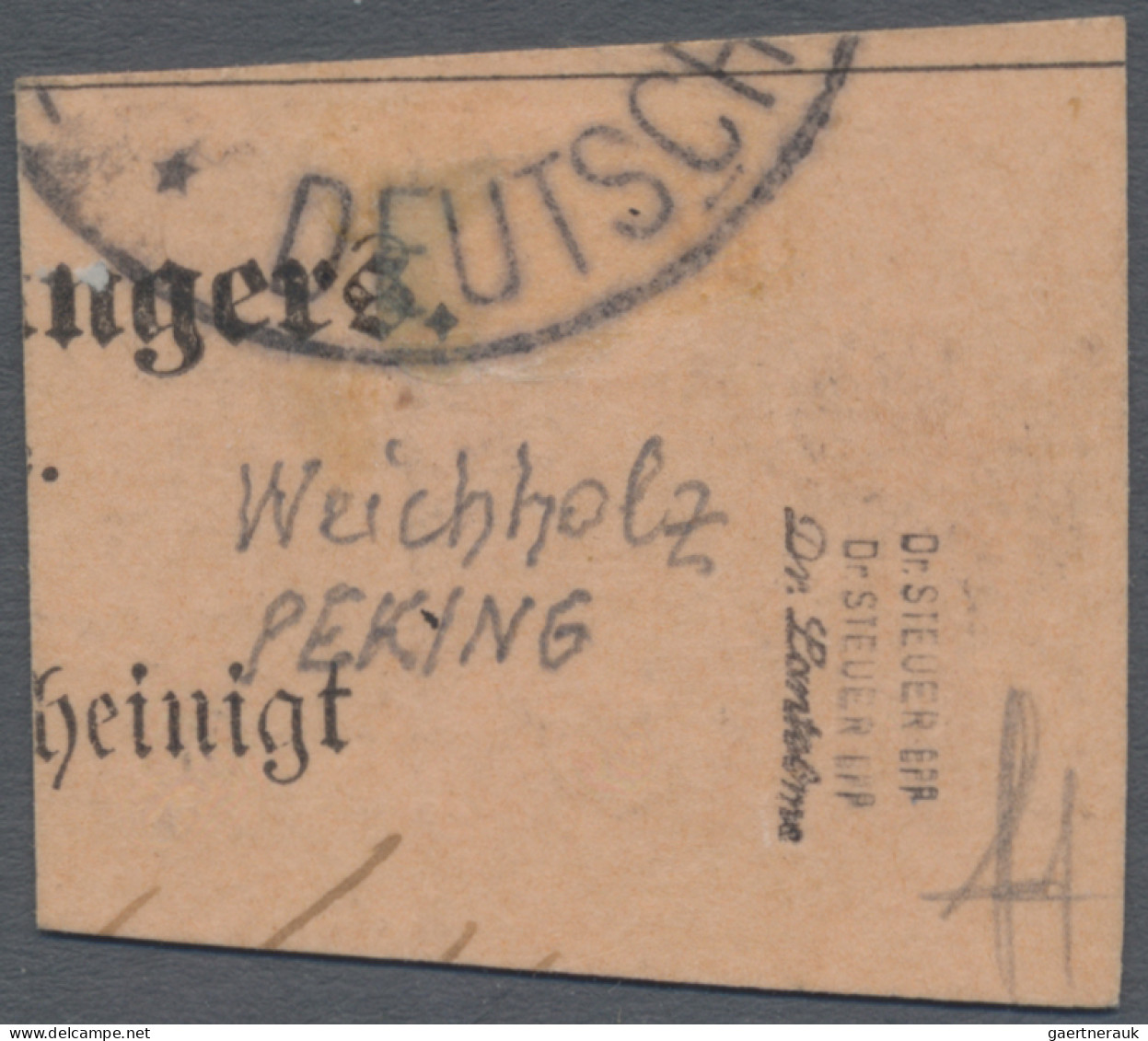 Deutsche Post in China - Vorläufer: 1900, 2 Mk. dunkelrotkarmin, Prachtstück auf