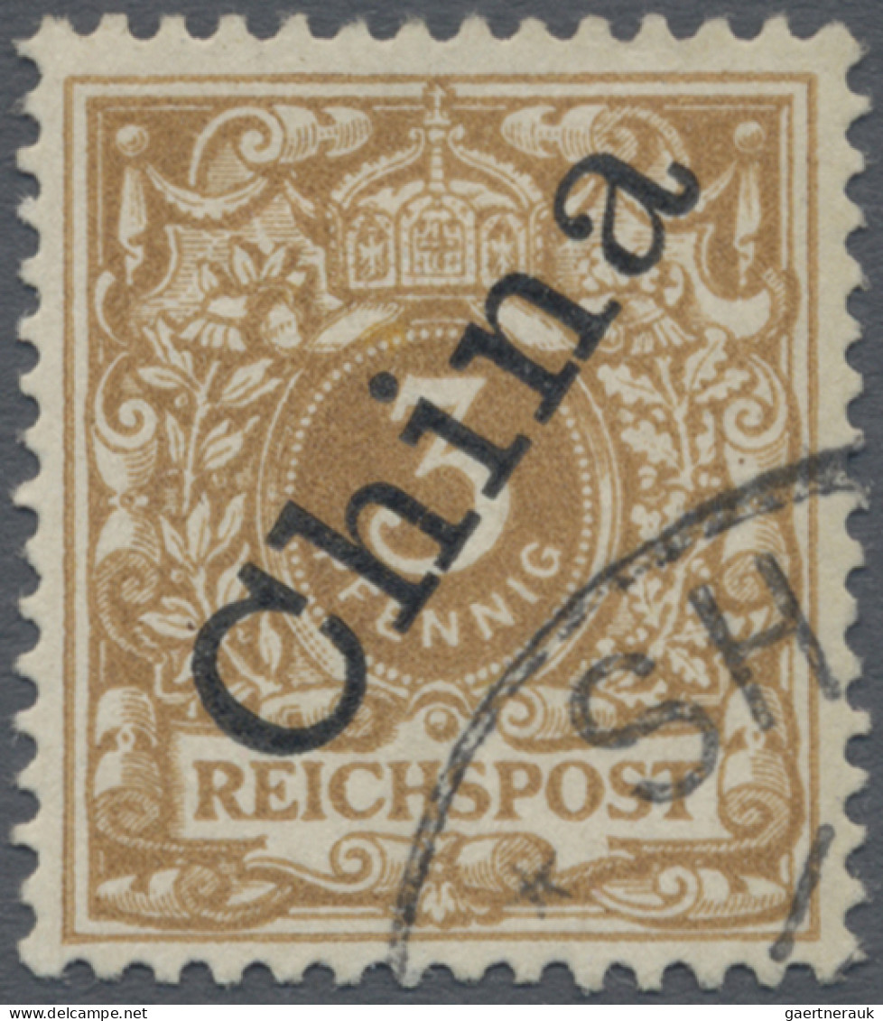 Deutsche Post In China: 1898, Adler, Steiler Aufdruck, 3 Pfg. Hellocker, Mit Ste - Deutsche Post In China