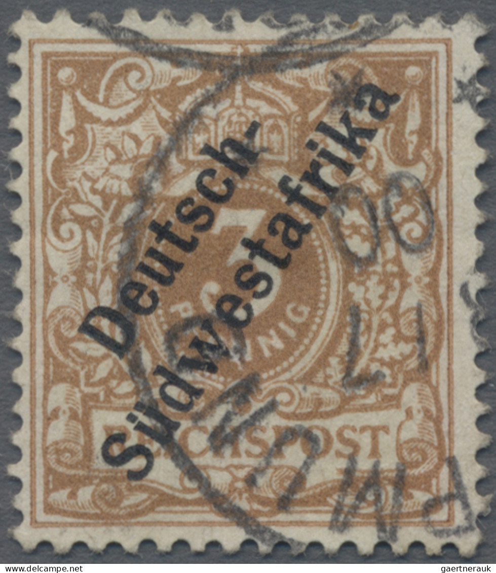 Deutsch-Südwestafrika: 1898, Überdruck-Ausgabe, 3 Pfg. Mit Plattenfehler I, Saub - África Del Sudoeste Alemana