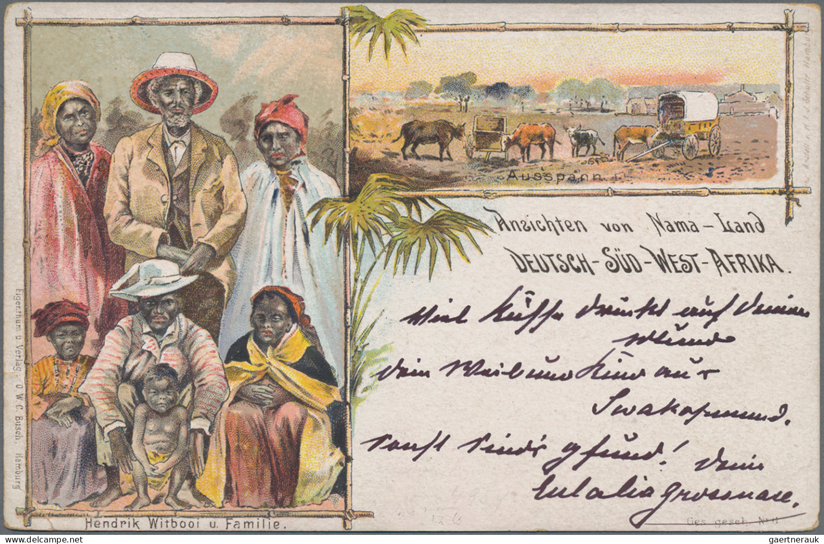 Deutsch-Südwestafrika: 1899/1900 Zwei Attraktive Lithokarten, Dabei Karte "Ansic - África Del Sudoeste Alemana