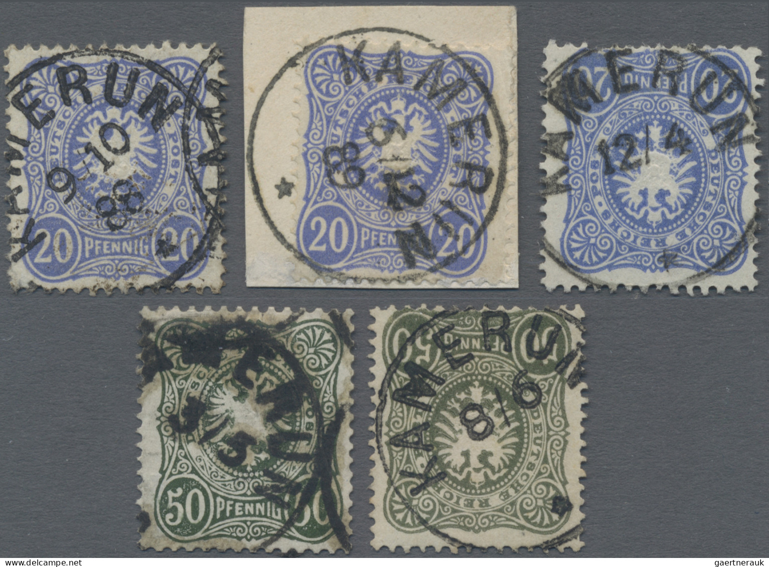 Deutsche Kolonien - Kamerun-Vorläufer: 1888, Pfennig-Ausgabe, 20 Pfg., Drei Einz - Camerún