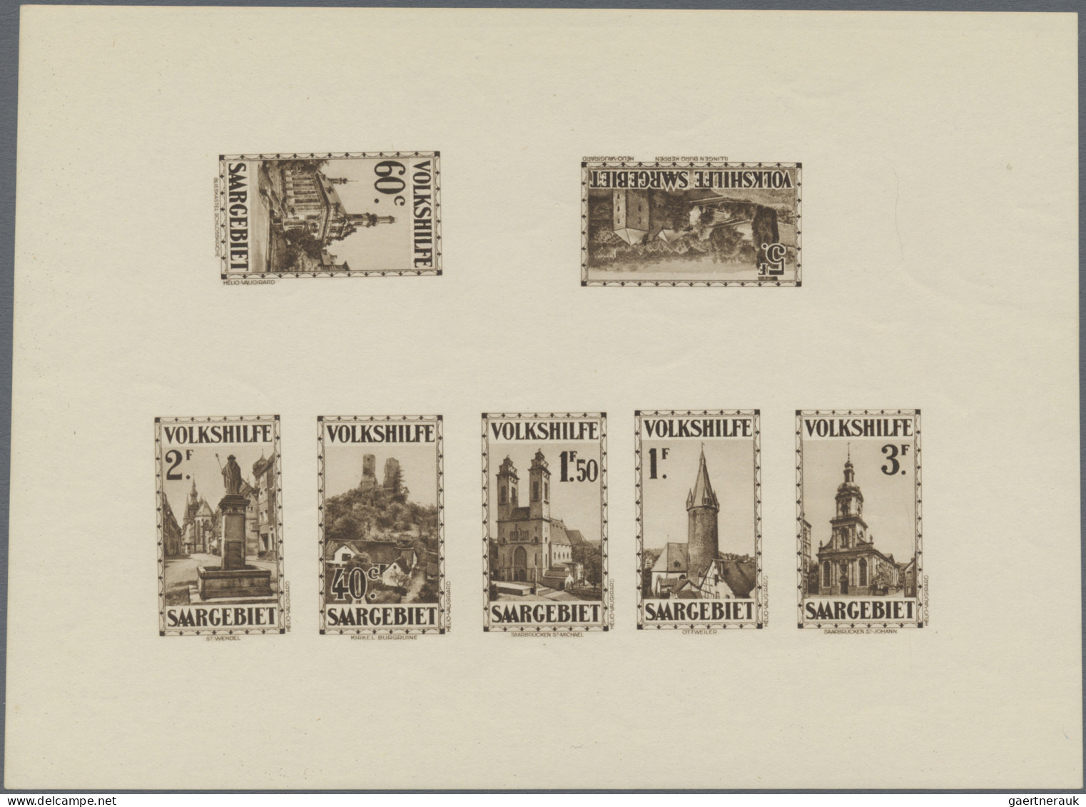 Deutsche Abstimmungsgebiete: Saargebiet: 1932, 40 C Bis 5 Fr, Probedruckkleinbog - Unused Stamps