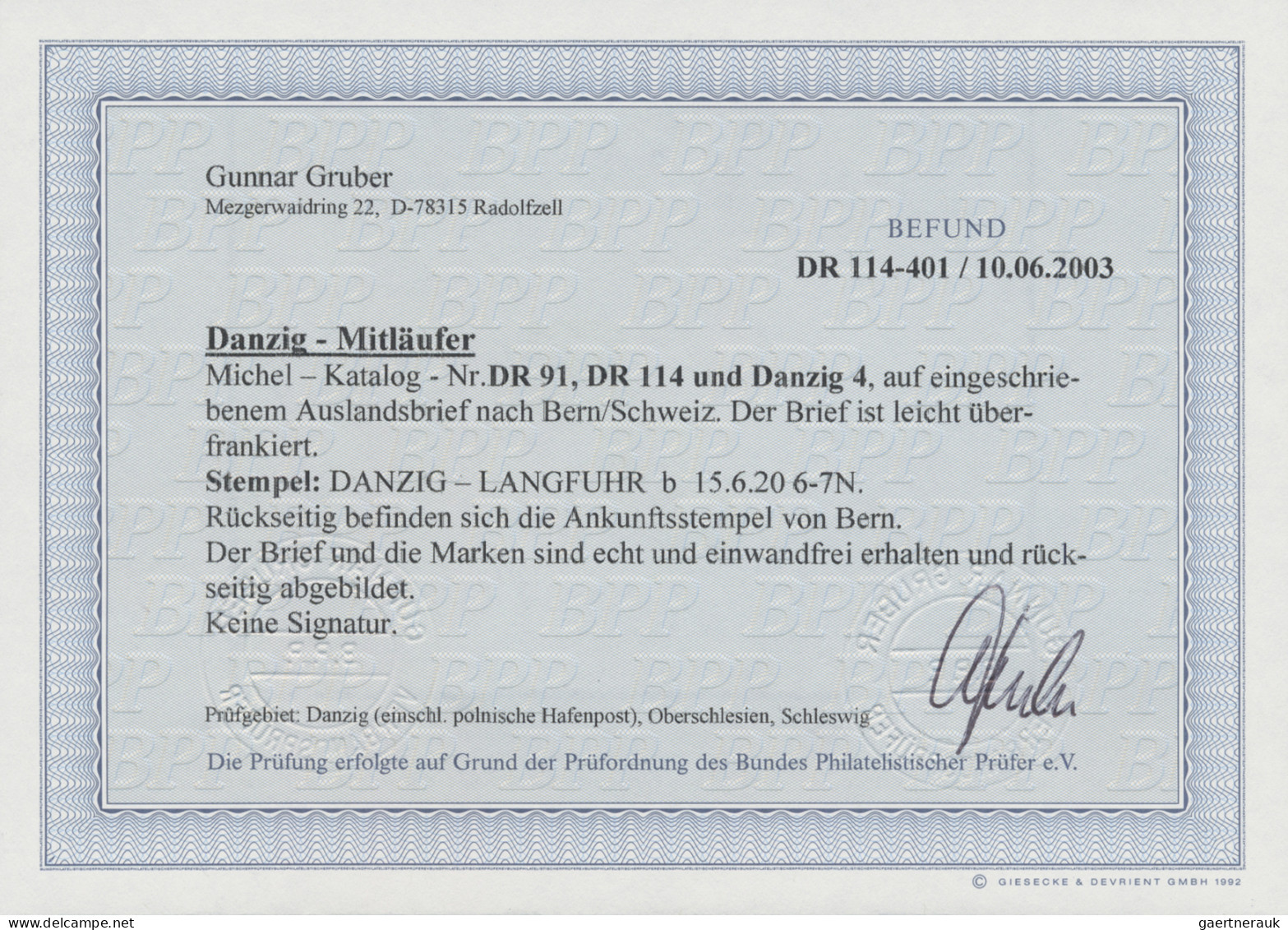 Danzig: 1920, Mitläufer Dt.Reich 50 Pfg. Germania Und 1.50 Mark Reichspostgebäud - Sonstige & Ohne Zuordnung