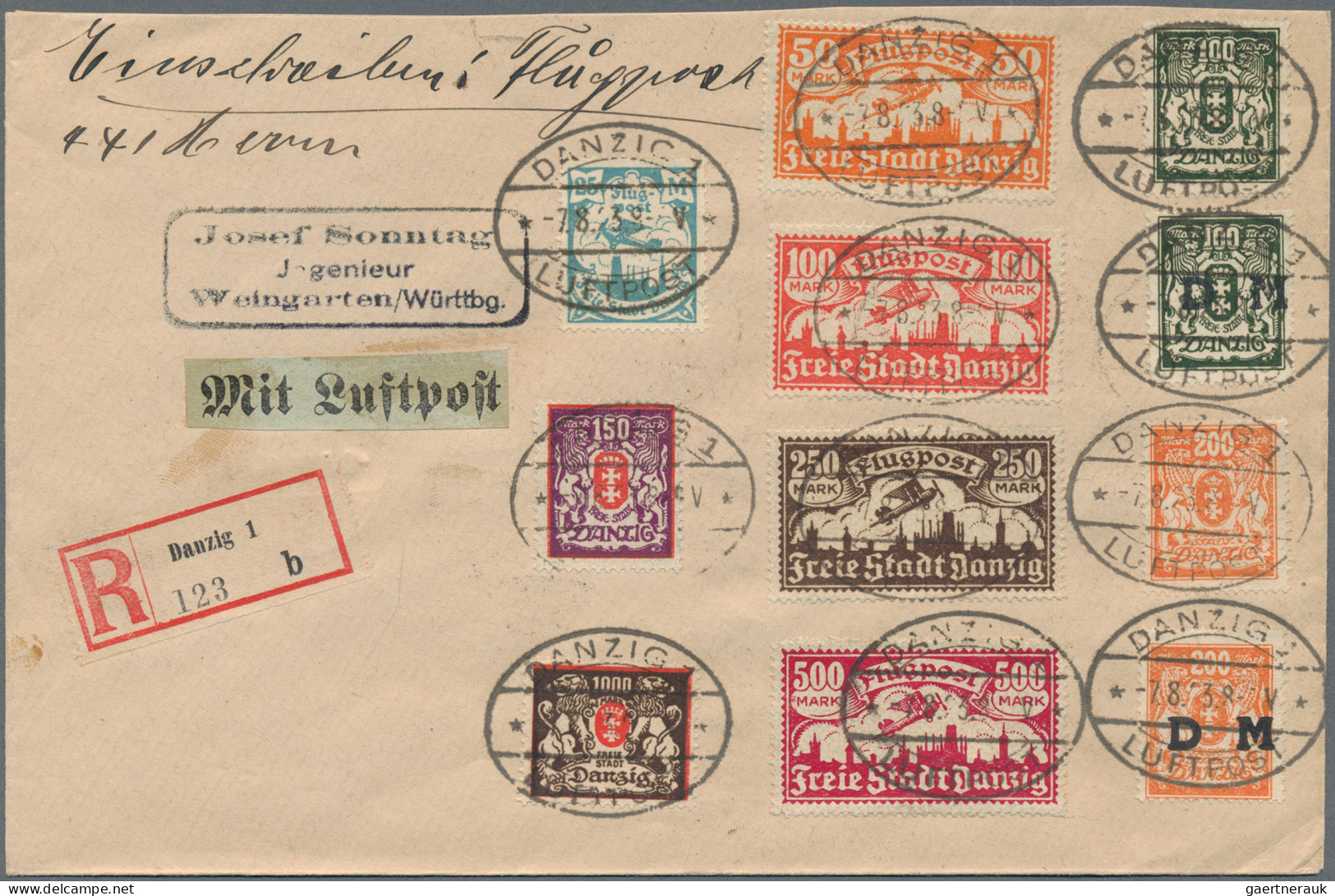 Danzig - Dienstmarken: 1923, 100 Mark Schwärzlicholivgrün Und 200 Mark Rotorange - Otros & Sin Clasificación