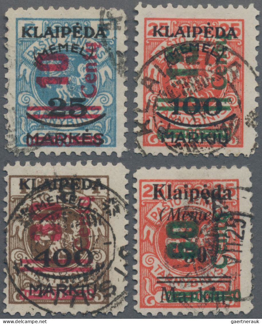 Memel: 1923, Freimarken Mit Aufdruck, Gut Gestempelte Komplette Serie Mit 4 Wert - Memel (Klaïpeda) 1923