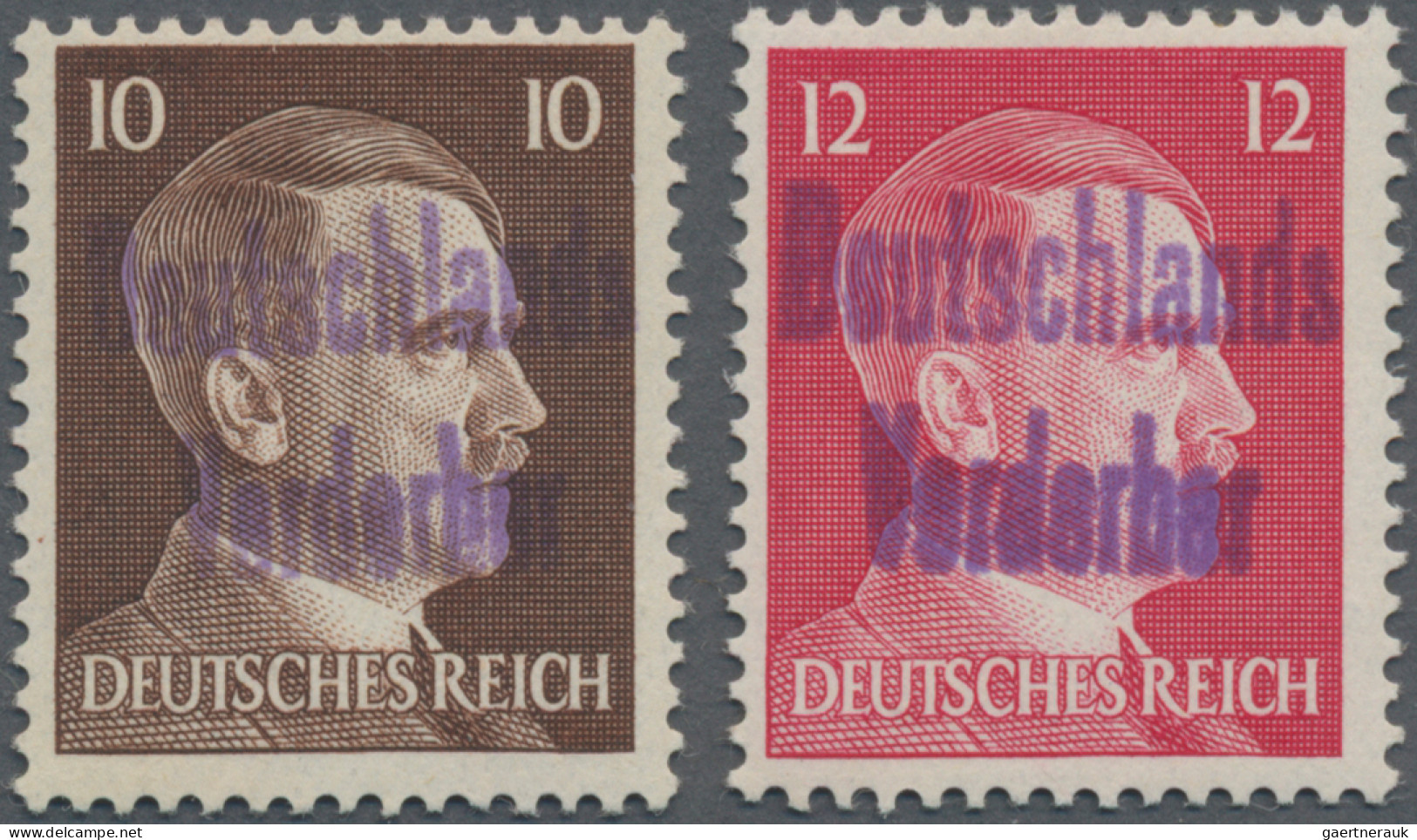 Deutsche Lokalausgaben Ab 1945: MEISSEN: 1945, 10 Pfg. Und 12 Pfg. Hitler, Stich - Sonstige & Ohne Zuordnung