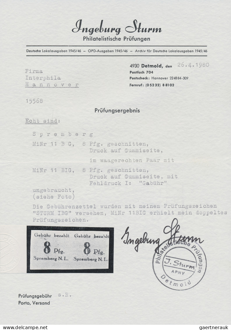 Deutsche Lokalausgaben Ab 1945: SPREMBERG: 1945, Freimarke 8 Pfg Postfrisch Vom - Otros & Sin Clasificación