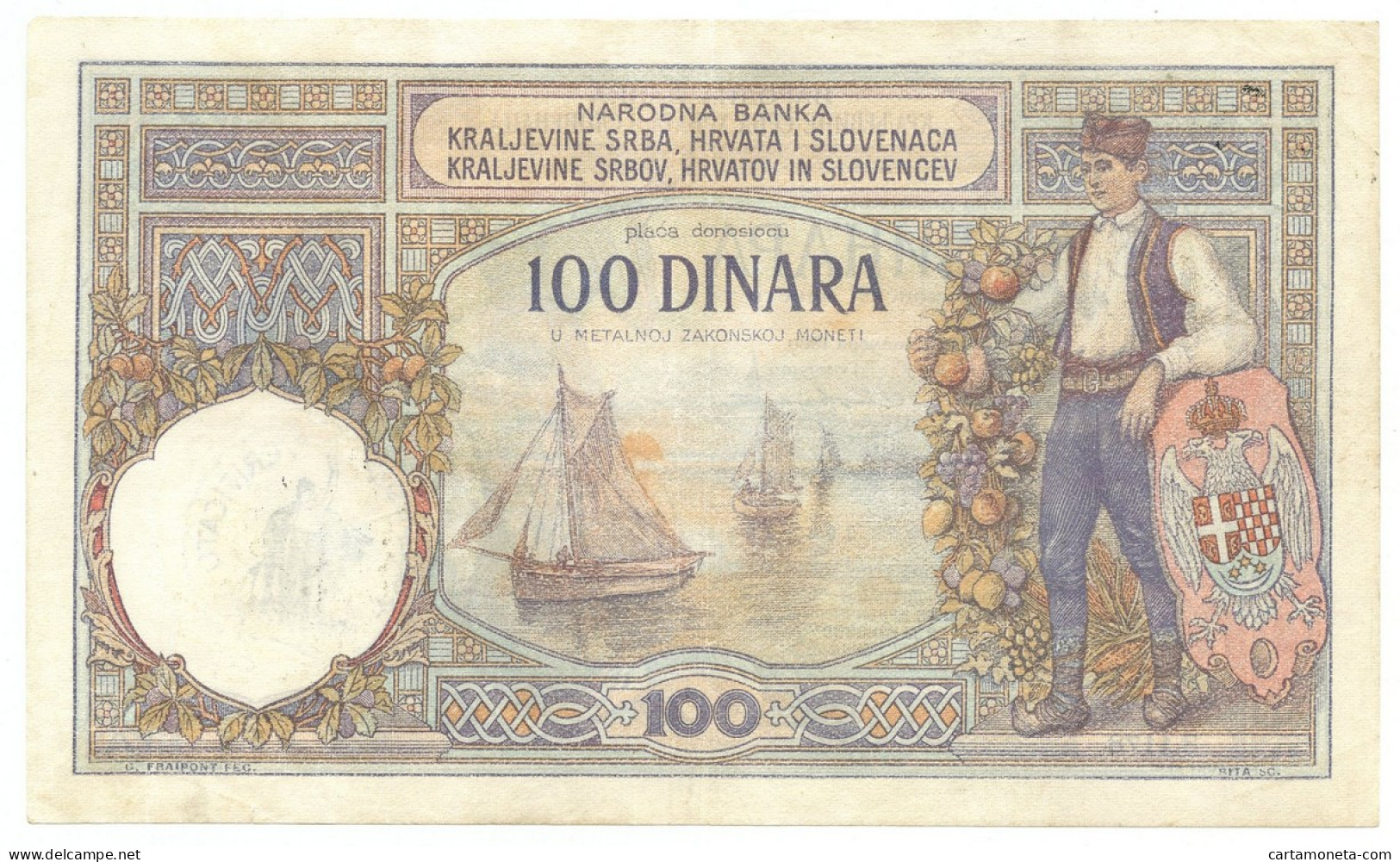 100 DINARI OCCUPAZIONE ITALIANA DEL MONTENEGRO "VERIFICATO" 30/11/1920 BB - Andere & Zonder Classificatie