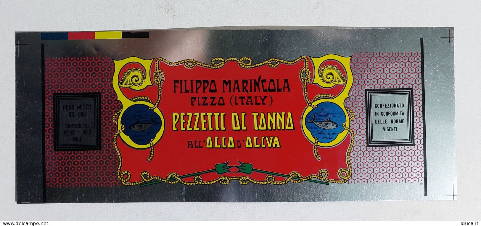 51843 Etichetta Pubblicitaria In Latta Anni '50 - Tonno Marincola Pizzo - Cans