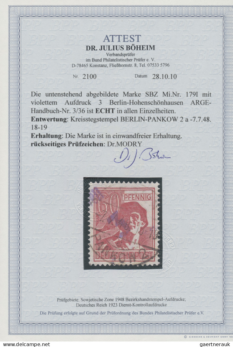 Sowjetische Zone - Bezirkshandstempel - I - Bez. 3 (Berlin): BERLIN-HOHENSCHÖNHA - Sonstige & Ohne Zuordnung