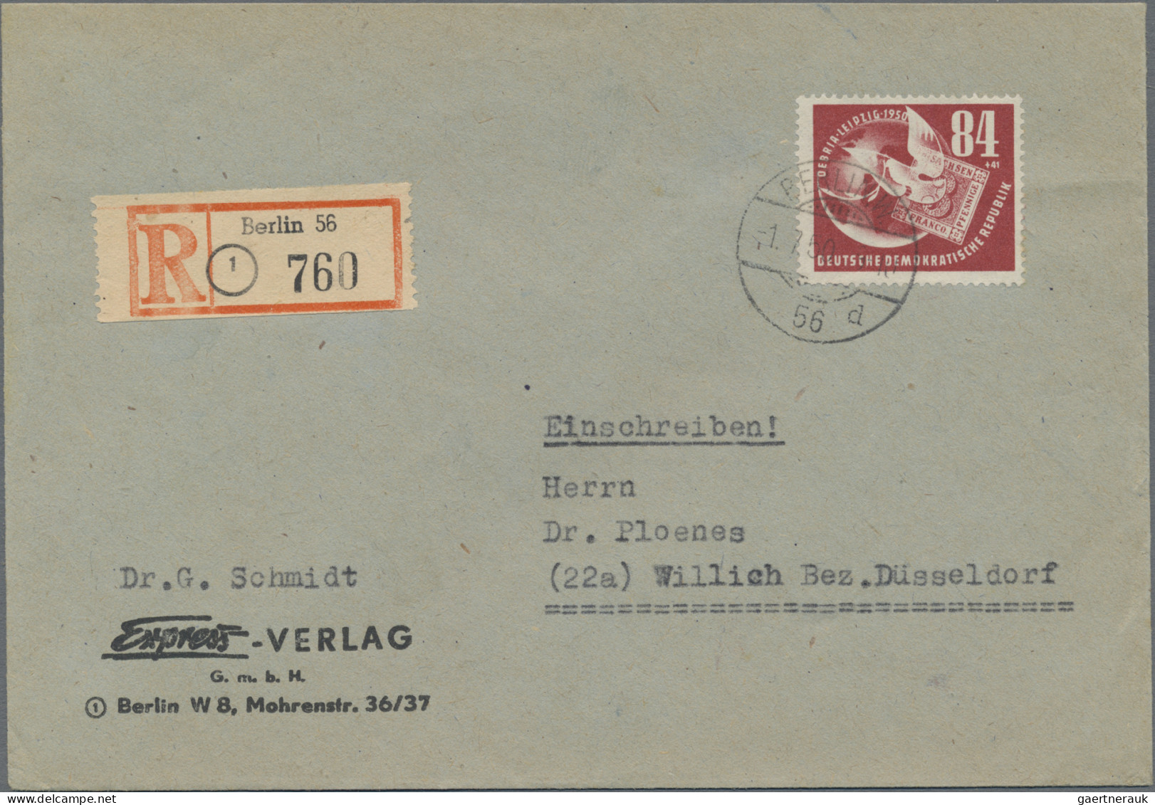 DDR: 1950, 84+41 Pfg. Debria Als Portogerechte Einzelfrankatur Auf R-Brief Von " - Covers & Documents