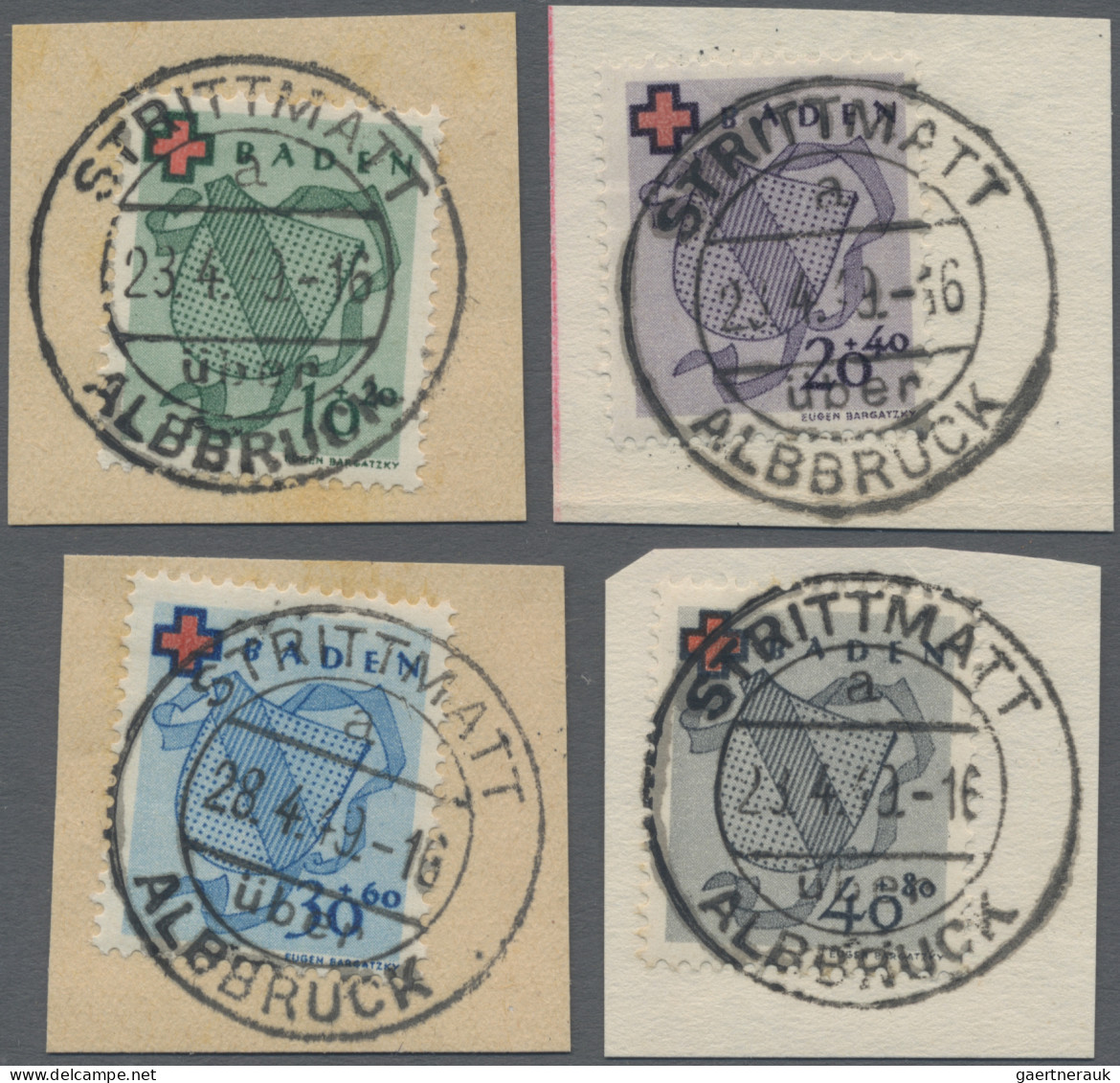 Französische Zone - Baden: 1949, Rotes Kreuz, Kompletter Satz Einzeln Auf Briefs - Sonstige & Ohne Zuordnung