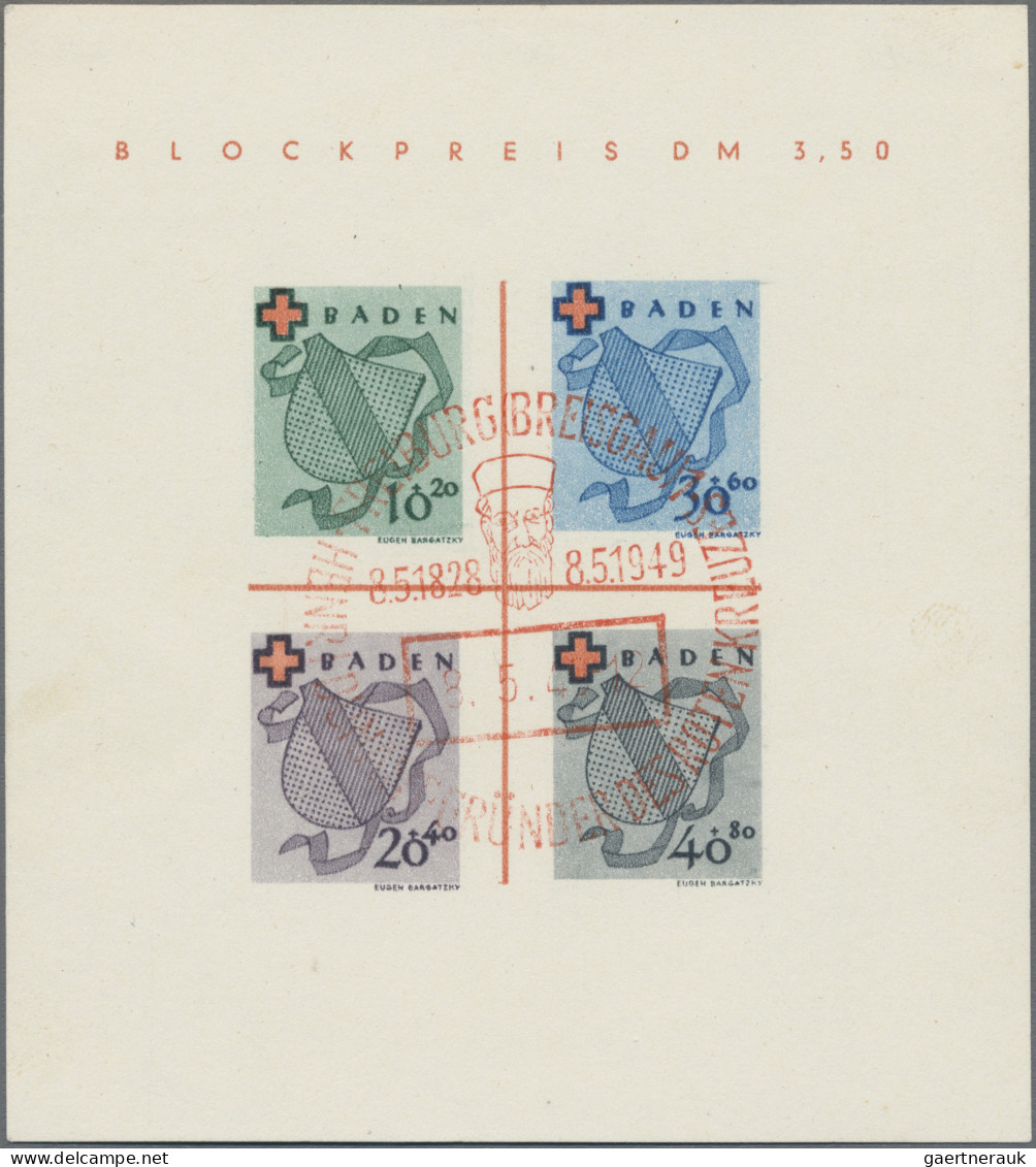 Französische Zone - Baden: 1949, Blockausgabe Rotes Kreuz, Type I, Entwertet Mit - Otros & Sin Clasificación