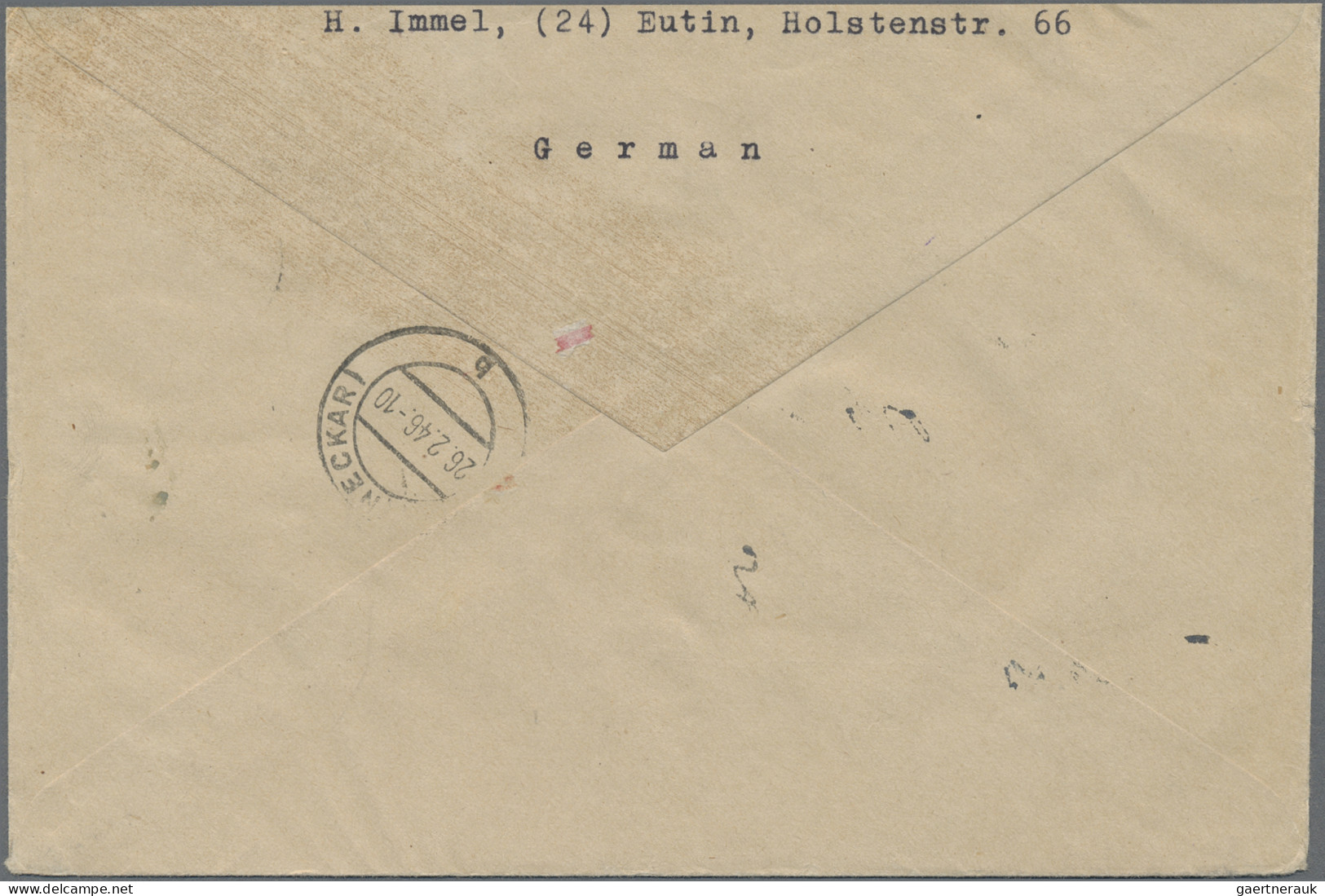 Bizone: 1946, 42 Pf.AM-Post Gez. 11 Vom Re. Ob. Eckrand Mit Roter Vierstelliger - Otros & Sin Clasificación